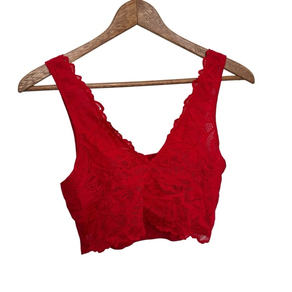 Aerie Red Lace Crop Top bralette S - Picture 1 of 4